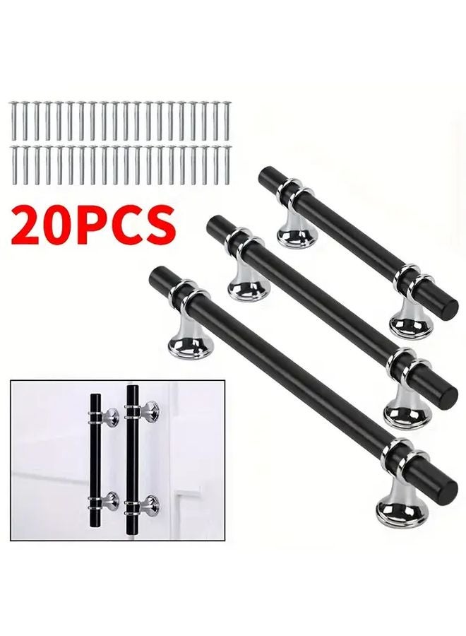 20pc Black And Silvery Stainless Steel Cabinet Handles 128mm Hole Spacing Vintage Drawer Pulls - Image 1